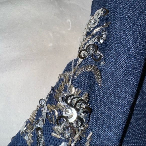 ADEAM BLUE DRESS WITH SEQUINS & BEADING. NO SIZE TAG - Picture 6 of 9